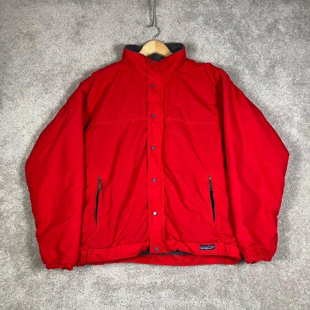 Vintage Patagonia Shelled Synchilla Bomber Jacket Men L Red Fleece USA Made